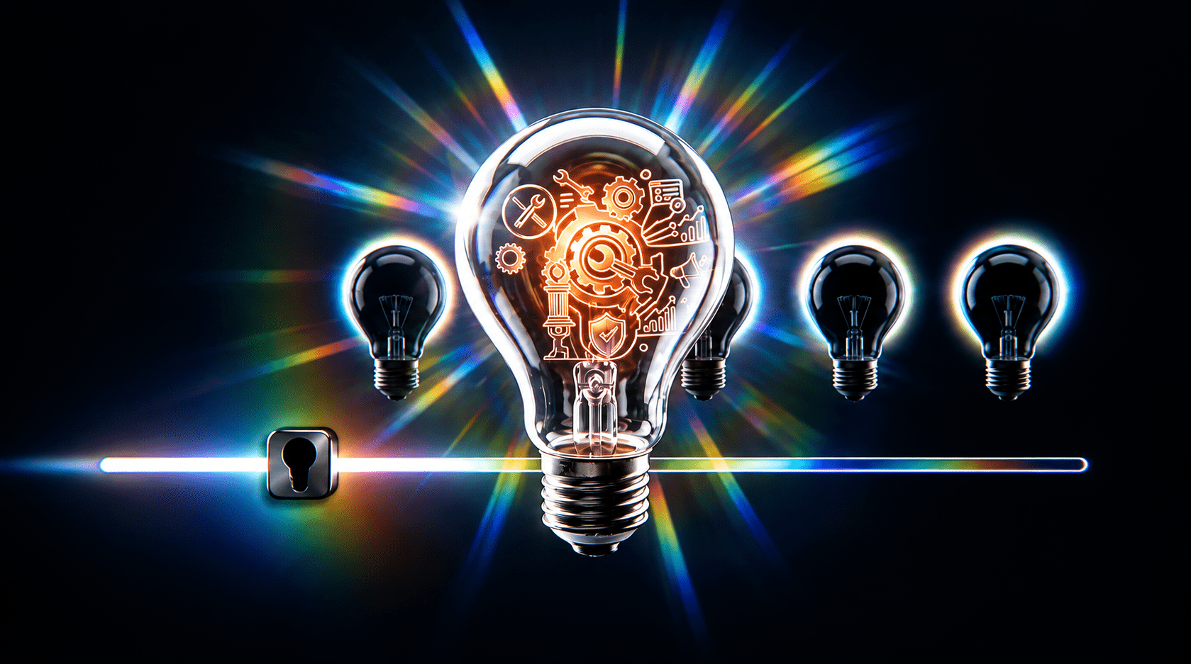 Large Lightbulb with smaller ones behind representing testimonials